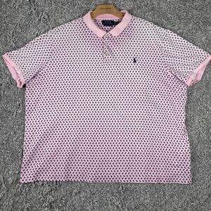 Polo Ralph Lauren Polo Shirt Men's XXL Classic Fit Pink Paisley All Over Print